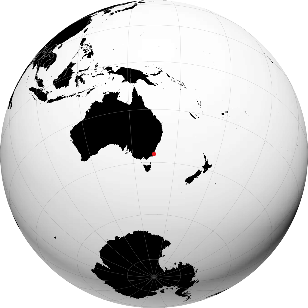 Merimbula á hnöttnum