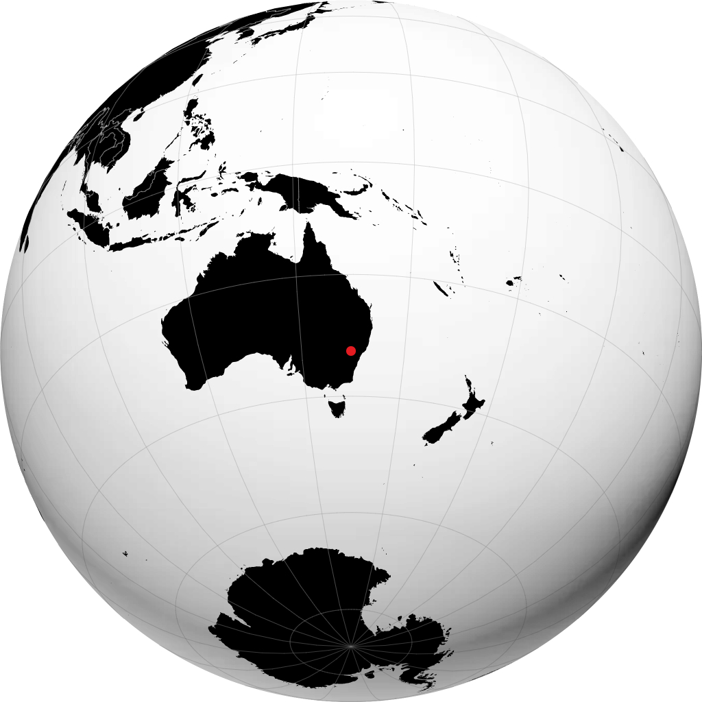 Mudgee á hnöttnum